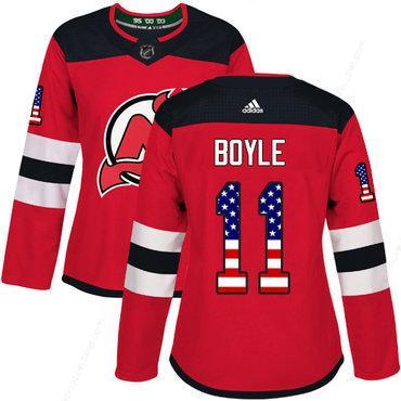 Adidas New Jersey Devils #11 Brian Boyle Red Home Authentic Usa Flag Women’s Stitched NHL Jersey