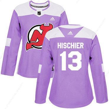 Adidas New Jersey Devils #13 Nico Hischier Purple Authentic Fights Cancer Women’s Stitched NHL Jersey