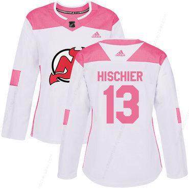 Adidas New Jersey Devils #13 Nico Hischier White Pink Authentic Fashion Women’s Stitched NHL Jersey