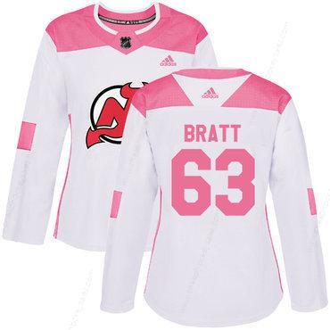 Adidas New Jersey Devils #63 Jesper Bratt White Pink Authentic Fashion Women’s Stitched NHL Jersey