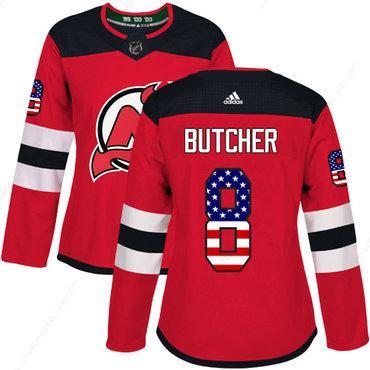 Adidas New Jersey Devils #8 Will Butcher Red Home Authentic Usa Flag Women’s Stitched NHL Jersey