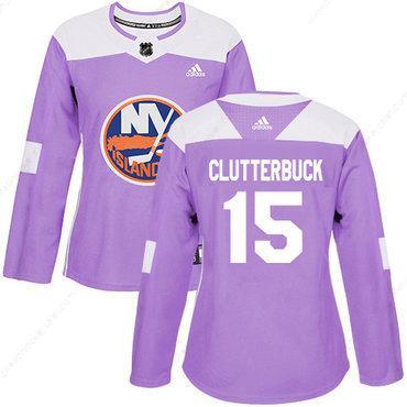 Adidas New York Islanders #15 Cal Clutterbuck Purple Authentic Fights Cancer Women’s Stitched NHL Jersey
