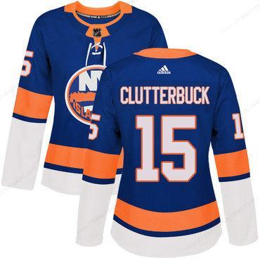 Adidas New York Islanders #15 Cal Clutterbuck Royal Blue Home Authentic Women’s Stitched NHL Jersey