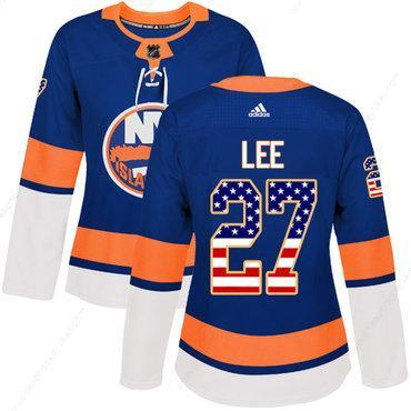 Adidas New York Islanders #27 Anders Lee Royal Blue Home Authentic Usa Flag Women’s Stitched NHL Jersey