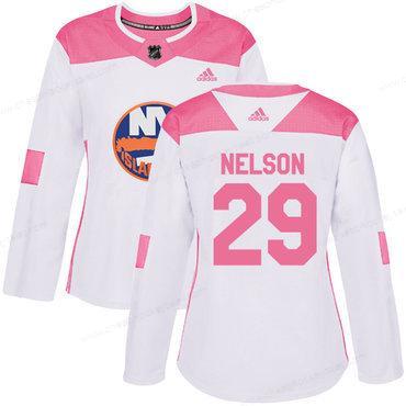 Adidas New York Islanders #29 Brock Nelson White Pink Authentic Fashion Women’s Stitched NHL Jersey