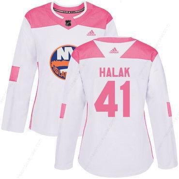 Adidas New York Islanders #41 Jaroslav Halak White Pink Authentic Fashion Women’s Stitched NHL Jersey