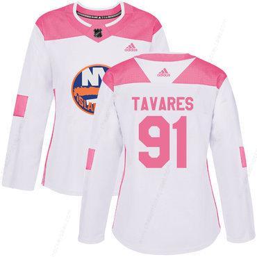 Adidas New York Islanders #91 John Tavares White Pink Authentic Fashion Women’s Stitched NHL Jersey