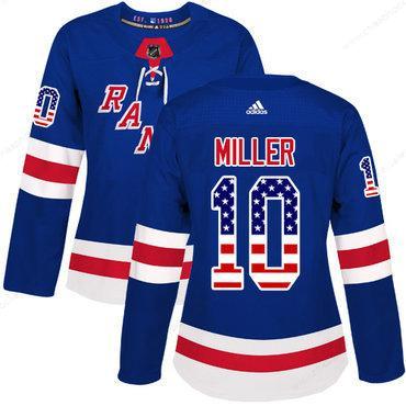 Adidas New York Rangers #10 J.T. Miller Royal Blue Home Authentic Usa Flag Women’s Stitched NHL Jersey