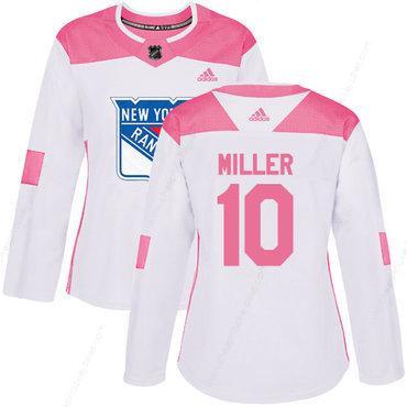 Adidas New York Rangers #10 J.T. Miller White Pink Authentic Fashion Women’s Stitched NHL Jersey