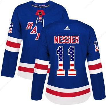 Adidas New York Rangers #11 Mark Messier Royal Blue Home Authentic Usa Flag Women’s Stitched NHL Jersey