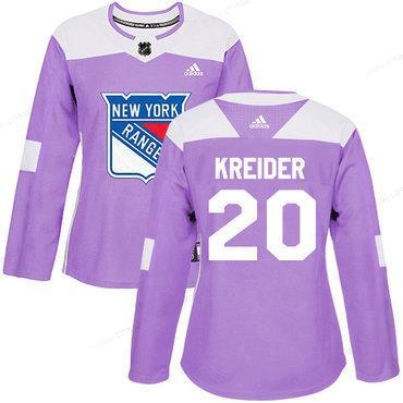 Adidas New York Rangers #20 Chris Kreider Purple Authentic Fights Cancer Women’s Stitched NHL Jersey