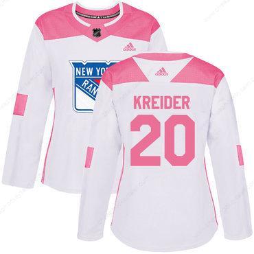 Adidas New York Rangers #20 Chris Kreider White Pink Authentic Fashion Women’s Stitched NHL Jersey