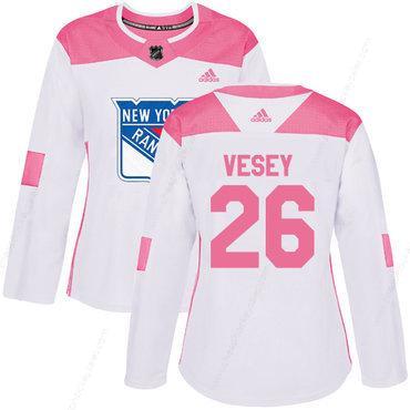 Adidas New York Rangers #26 Jimmy Vesey White Pink Authentic Fashion Women’s Stitched NHL Jersey