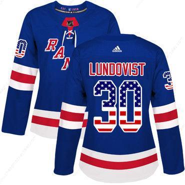 Adidas New York Rangers #30 Henrik Lundqvist Royal Blue Home Authentic Usa Flag Women’s Stitched NHL Jersey