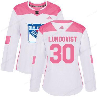 Adidas New York Rangers #30 Henrik Lundqvist White Pink Authentic Fashion Women’s Stitched NHL Jersey