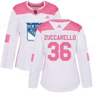 Adidas New York Rangers #36 Mats Zuccarello White Pink Authentic Fashion Women’s Stitched NHL Jersey