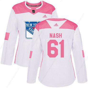 Adidas New York Rangers #61 Rick Nash White Pink Authentic Fashion Women’s Stitched NHL Jersey