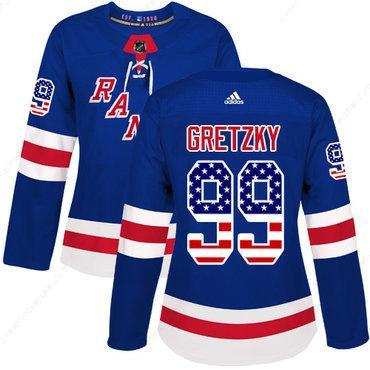 Adidas New York Rangers #99 Wayne Gretzky Royal Blue Home Authentic Usa Flag Women’s Stitched NHL Jersey