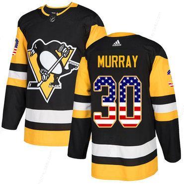 Adidas Penguins #30 Matt Murray Black Home Authentic Usa Flag Stitched NHL Jersey