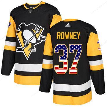 Adidas Penguins #37 Carter Rowney Black Home Authentic Usa Flag Stitched NHL Jersey