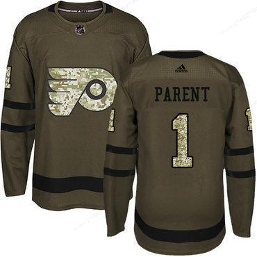 Adidas Philadelphia Flyers #1 Bernie Parent Green Salute To Service Stitched Youth NHL Jersey