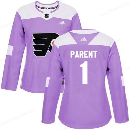 Adidas Philadelphia Flyers #1 Bernie Parent Purple Authentic Fights Cancer Women’s Stitched NHL Jersey