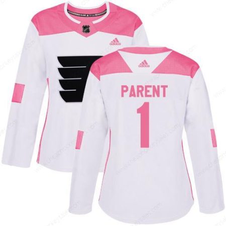 Adidas Philadelphia Flyers #1 Bernie Parent White Pink Authentic Fashion Women’s Stitched NHL Jersey