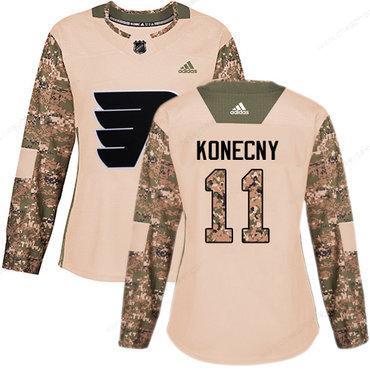 Adidas Philadelphia Flyers #11 Travis Konecny Camo Authentic 2017 Veterans Day Women’s Stitched NHL Jersey