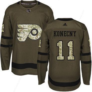 Adidas Philadelphia Flyers #11 Travis Konecny Green Salute To Service Stitched Youth NHL Jersey