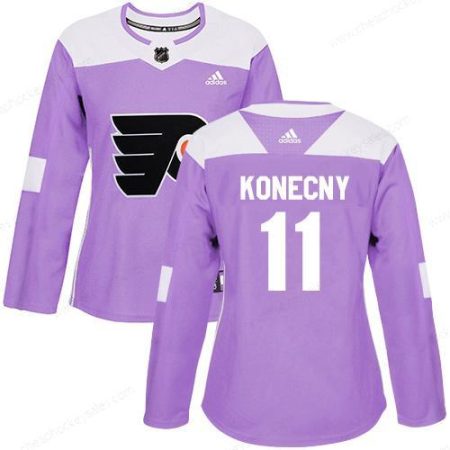 Adidas Philadelphia Flyers #11 Travis Konecny Purple Authentic Fights Cancer Women’s Stitched NHL Jersey