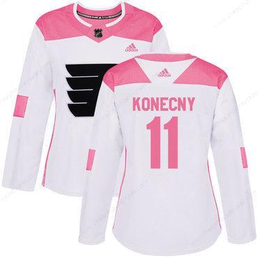 Adidas Philadelphia Flyers #11 Travis Konecny White Pink Authentic Fashion Women’s Stitched NHL Jersey