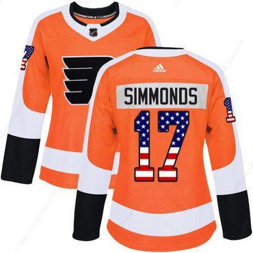 Adidas Philadelphia Flyers #17 Wayne Simmonds Orange Home Authentic Usa Flag Women’s Stitched NHL Jersey