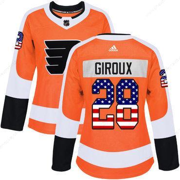 Adidas Philadelphia Flyers #28 Claude Giroux Orange Home Authentic Usa Flag Women’s Stitched NHL Jersey