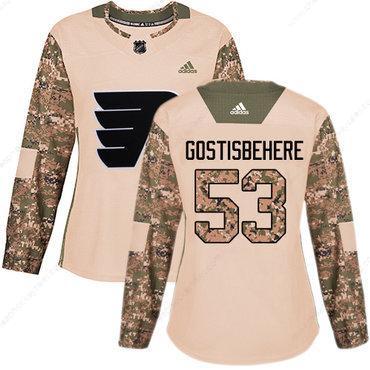 Adidas Philadelphia Flyers #53 Shayne Gostisbehere Camo Authentic 2017 Veterans Day Women’s Stitched NHL Jersey