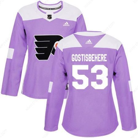 Adidas Philadelphia Flyers #53 Shayne Gostisbehere Purple Authentic Fights Cancer Women’s Stitched NHL Jersey