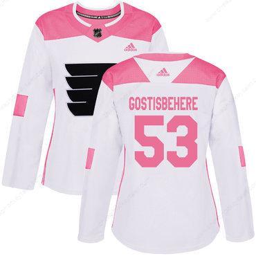 Adidas Philadelphia Flyers #53 Shayne Gostisbehere White Pink Authentic Fashion Women’s Stitched NHL Jersey