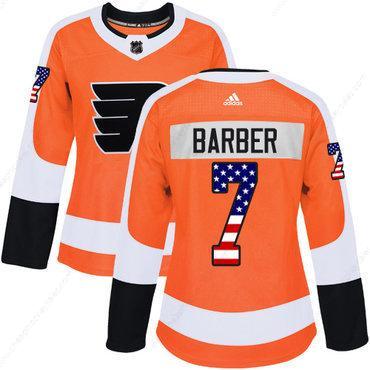 Adidas Philadelphia Flyers #7 Bill Barber Orange Home Authentic Usa Flag Women’s Stitched NHL Jersey