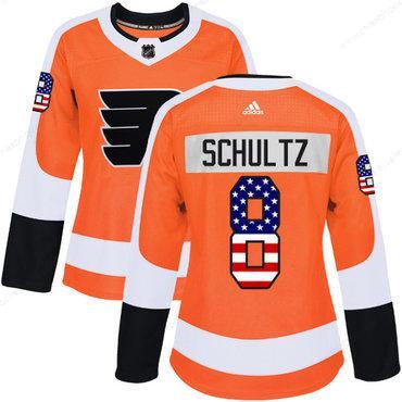 Adidas Philadelphia Flyers #8 Dave Schultz Orange Home Authentic Usa Flag Women’s Stitched NHL Jersey