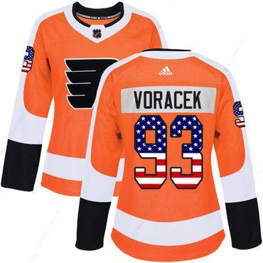 Adidas Philadelphia Flyers #93 Jakub Voracek Orange Home Authentic Usa Flag Women’s Stitched NHL Jersey