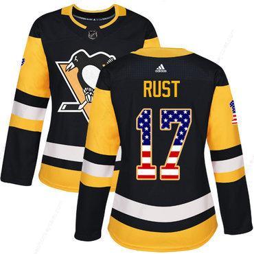 Adidas Pittsburgh Penguins #17 Bryan Rust Black Home Authentic Usa Flag Women’s Stitched NHL Jersey