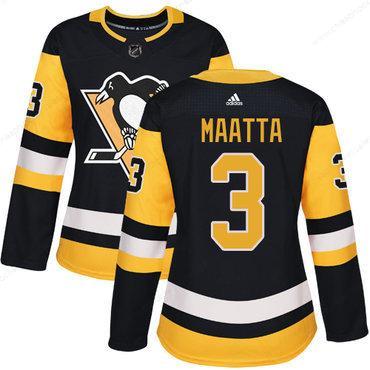 Adidas Pittsburgh Penguins #3 Olli Maatta Black Home Authentic Women’s Stitched NHL Jersey