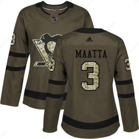 Adidas Pittsburgh Penguins #3 Olli Maatta Green Salute To Service Women’s Stitched NHL Jersey