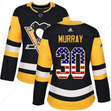 Adidas Pittsburgh Penguins #30 Matt Murray Black Home Authentic Usa Flag Women’s Stitched NHL Jersey