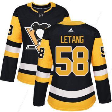 Adidas Pittsburgh Penguins #58 Kris Letang Black Home Authentic Women’s Stitched NHL Jersey