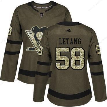 Adidas Pittsburgh Penguins #58 Kris Letang Green Salute To Service Women’s Stitched NHL Jersey