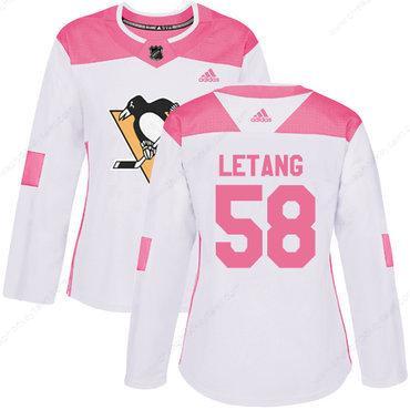 Adidas Pittsburgh Penguins #58 Kris Letang White Pink Authentic Fashion Women’s Stitched NHL Jersey