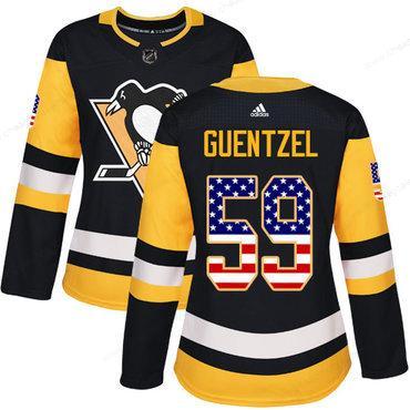 Adidas Pittsburgh Penguins #59 Jake Guentzel Black Home Authentic Usa Flag Women’s Stitched NHL Jersey