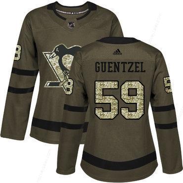 Adidas Pittsburgh Penguins #59 Jake Guentzel Green Salute To Service Women’s Stitched NHL Jersey