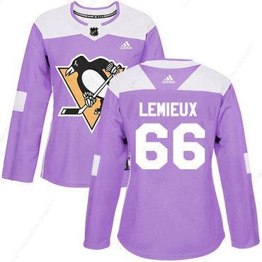 Adidas Pittsburgh Penguins #66 Mario Lemieux Purple Authentic Fights Cancer Women’s Stitched NHL Jersey