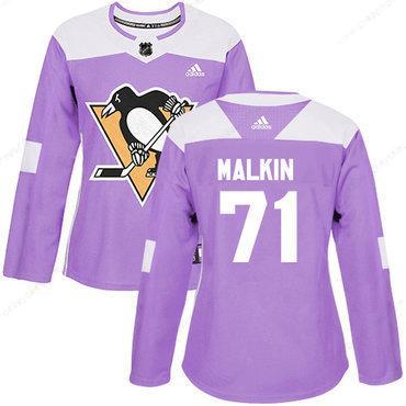 Adidas Pittsburgh Penguins #71 Evgeni Malkin Purple Authentic Fights Cancer Women’s Stitched NHL Jersey